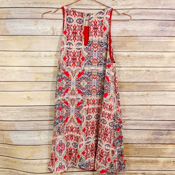 Lulu’s Major Red Tapestry Pattern Sleeveless Swing Dress - Picture 6 of 9